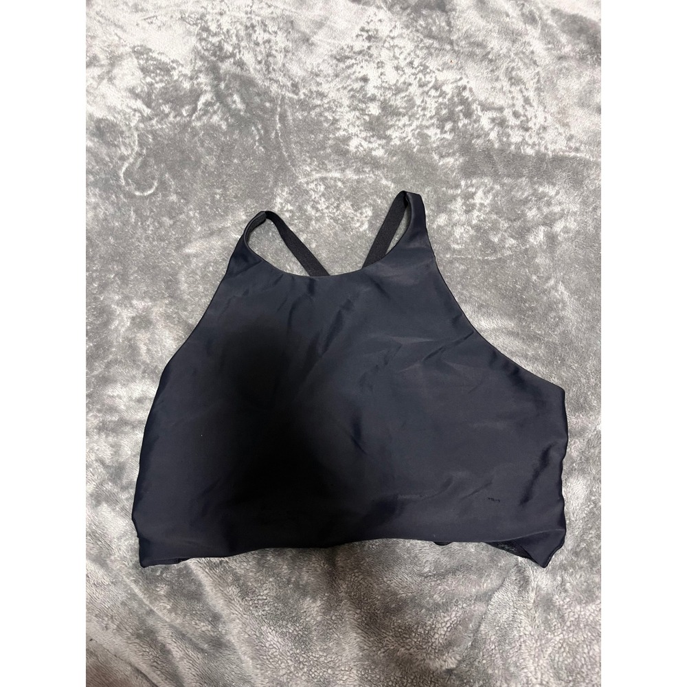 Onzie Flow Black High Neck Multi Strap Cage Back Sports Bra Womens